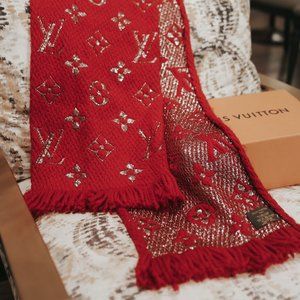 Louis Vuitton Logomania Scarf - Ruby Red & Silver